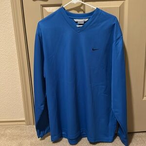 Nike Men’s Long Sleeve Blue with Black Stripe Sleeve Dri-fit T-Shirt Size L.